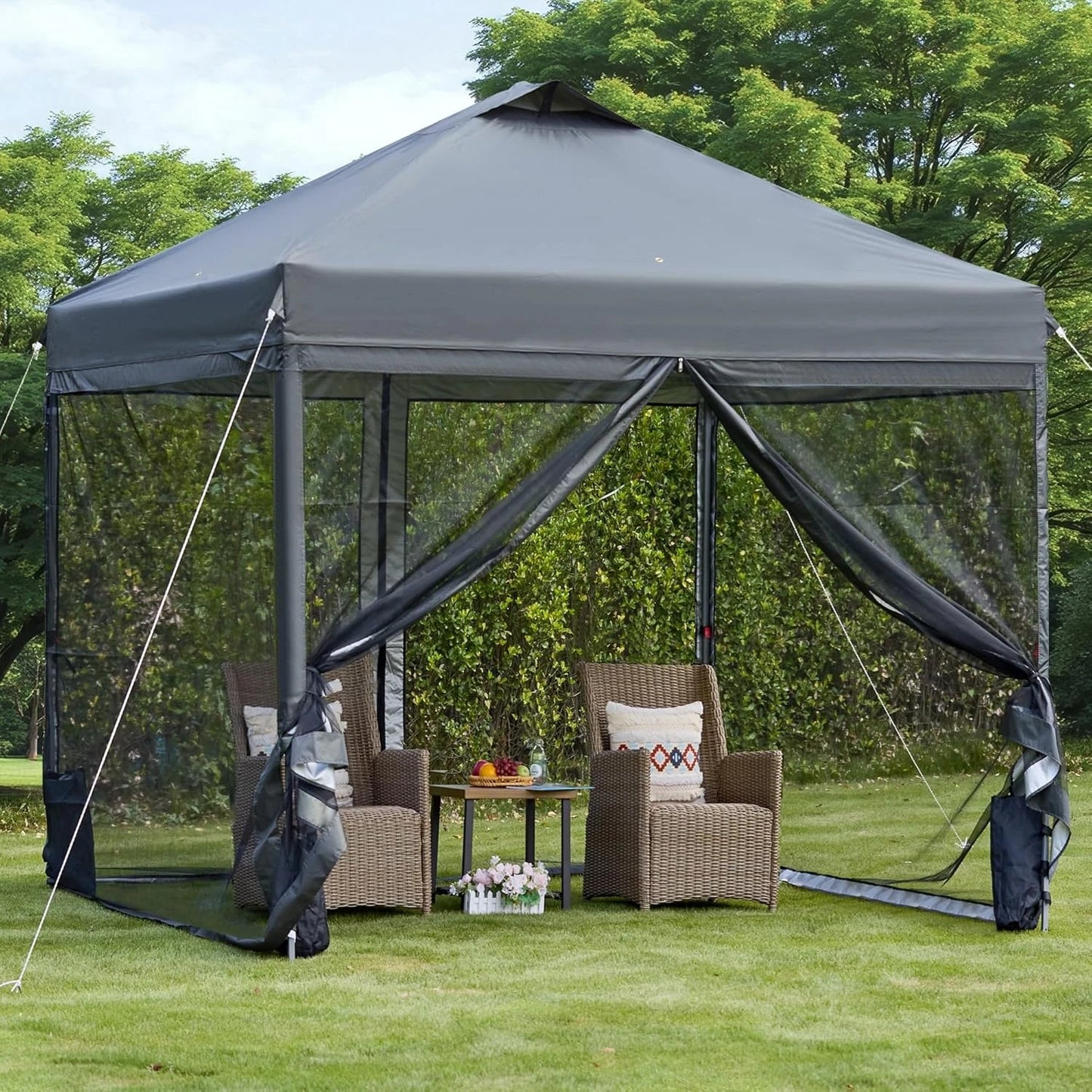 10x10 Pop Up Canopy Tent with Mosquito Netting, Outdoor Portable Screen Tent for Yard, Party, Camping and Picnic, 3, Customized