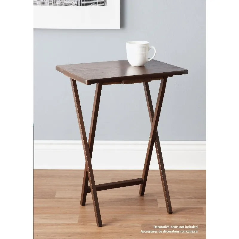 Folding TV Tray Table, Rubberwood, Walnut, 19" x 14.5" x 26", Indoor, 1 Piece