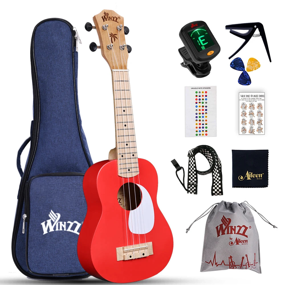 21 Inch Macaron Color Ukulele for Beginners, Full Starter Kit with Matte Finish, with Free Online Lessons