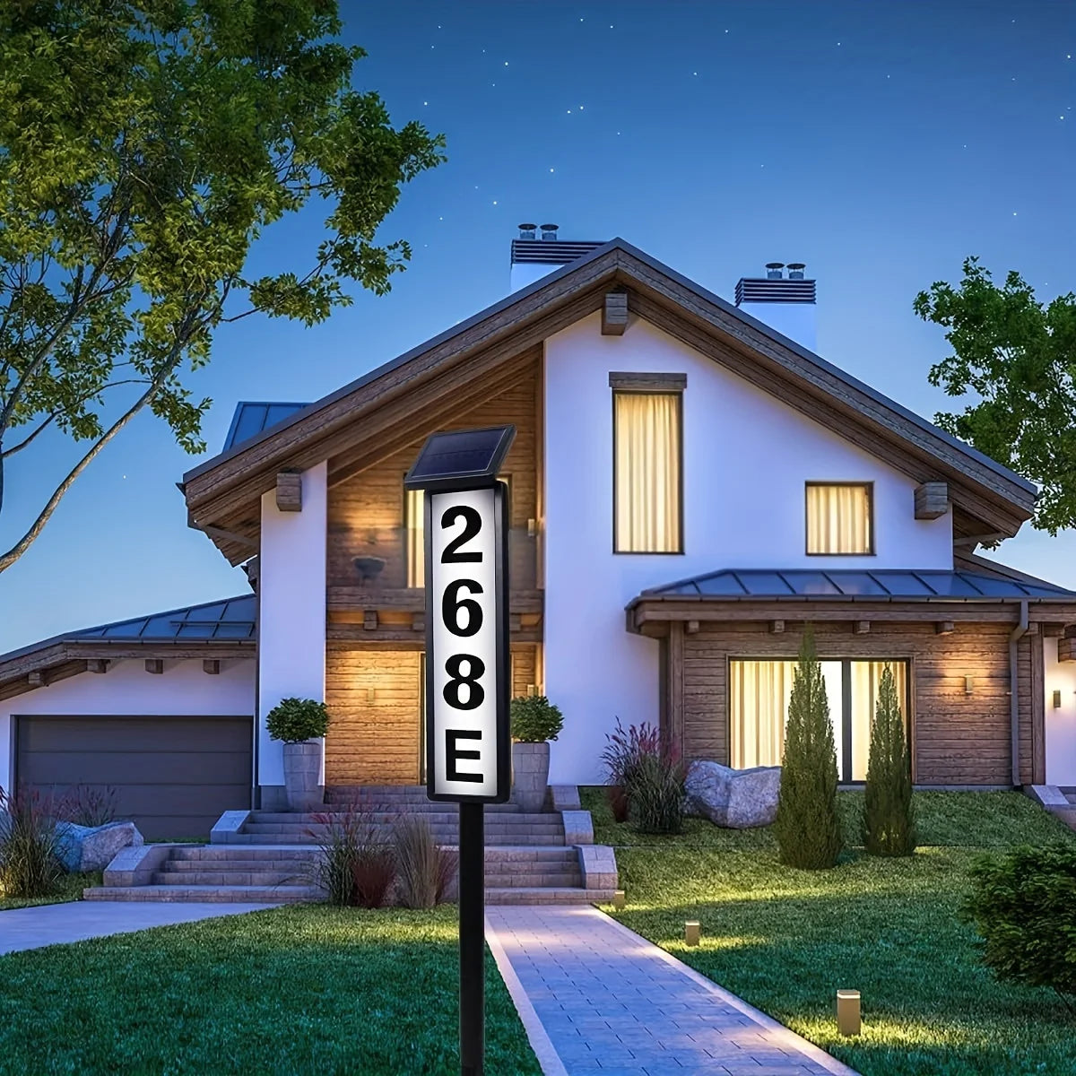 Solar Powered Outdoor Address Sign Light With Automatic Night Lighting
