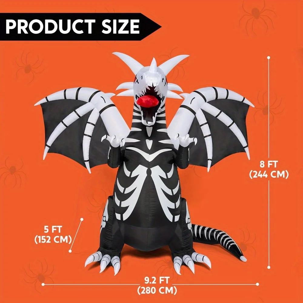Joyfy Skeleton Dragon Halloween Outdoor Inflatable LED Decoration