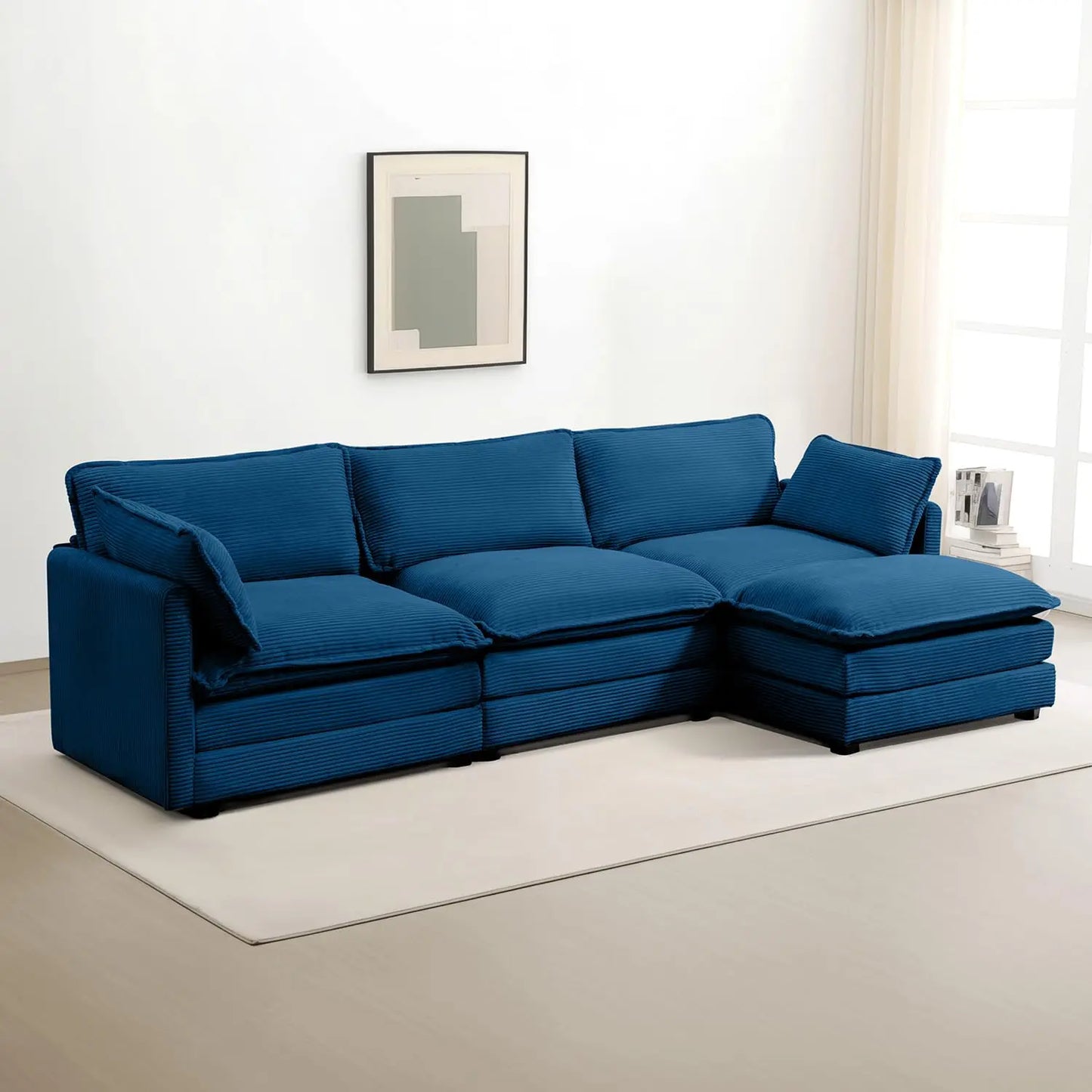 Modern Modular Cloud Sectional Sofa With Movable Ottoman
