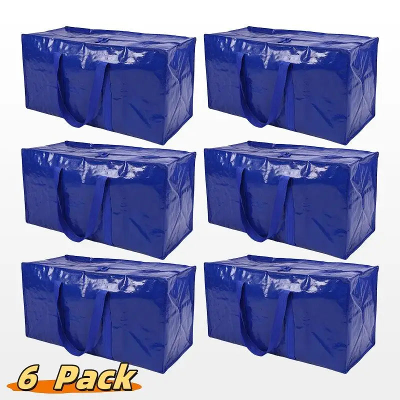 6 Pack Extra Large Moving Bags Heavy Duty with Zippers & Carrying Handles, Durable Storage Bags Moving Boxes for Closet Organize