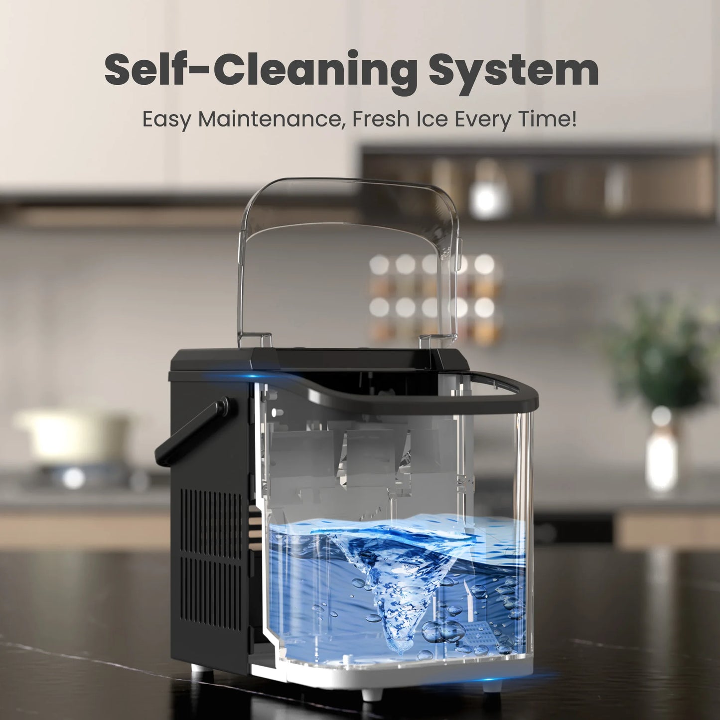 JHK Portable Ice Maker Countertop Bullet Ice 9 Cubes