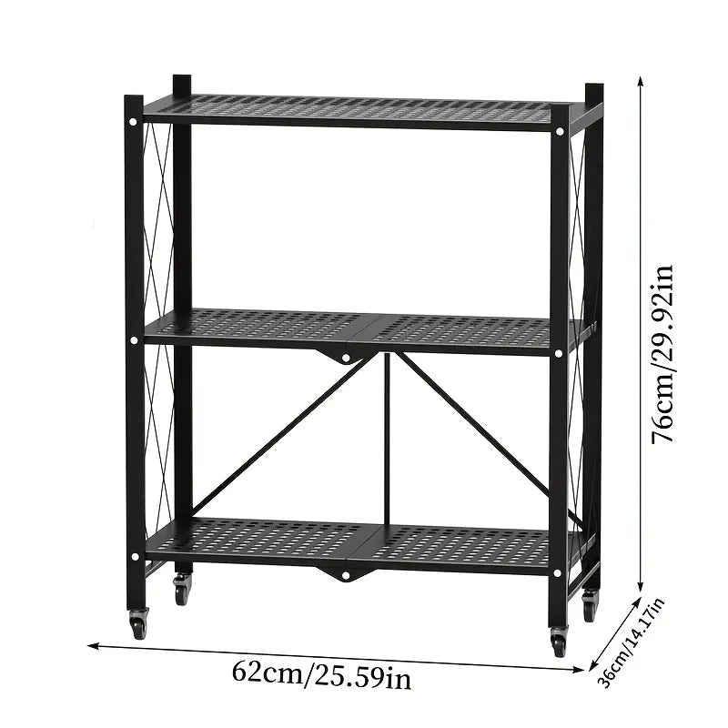 Us3 Layer Foldable Storage Rack With Wheels High Load Capacity
