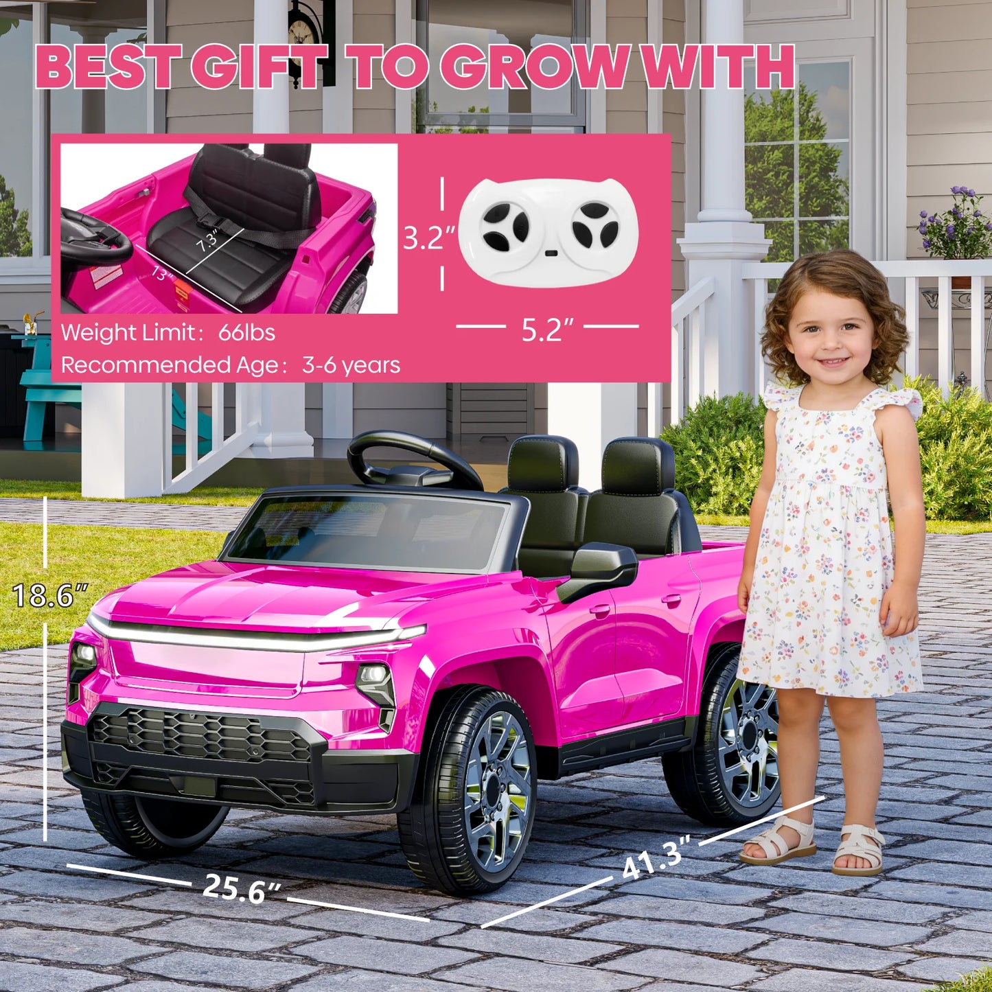 24V Ride-On Toys, Licensed Chevrolet Silverado LT Trail Boss Ride-On Truck, 2-Seater Electric Car for Kids with Remote Control, Safety Belt, Truck Bed Storage, LED Lights & Music