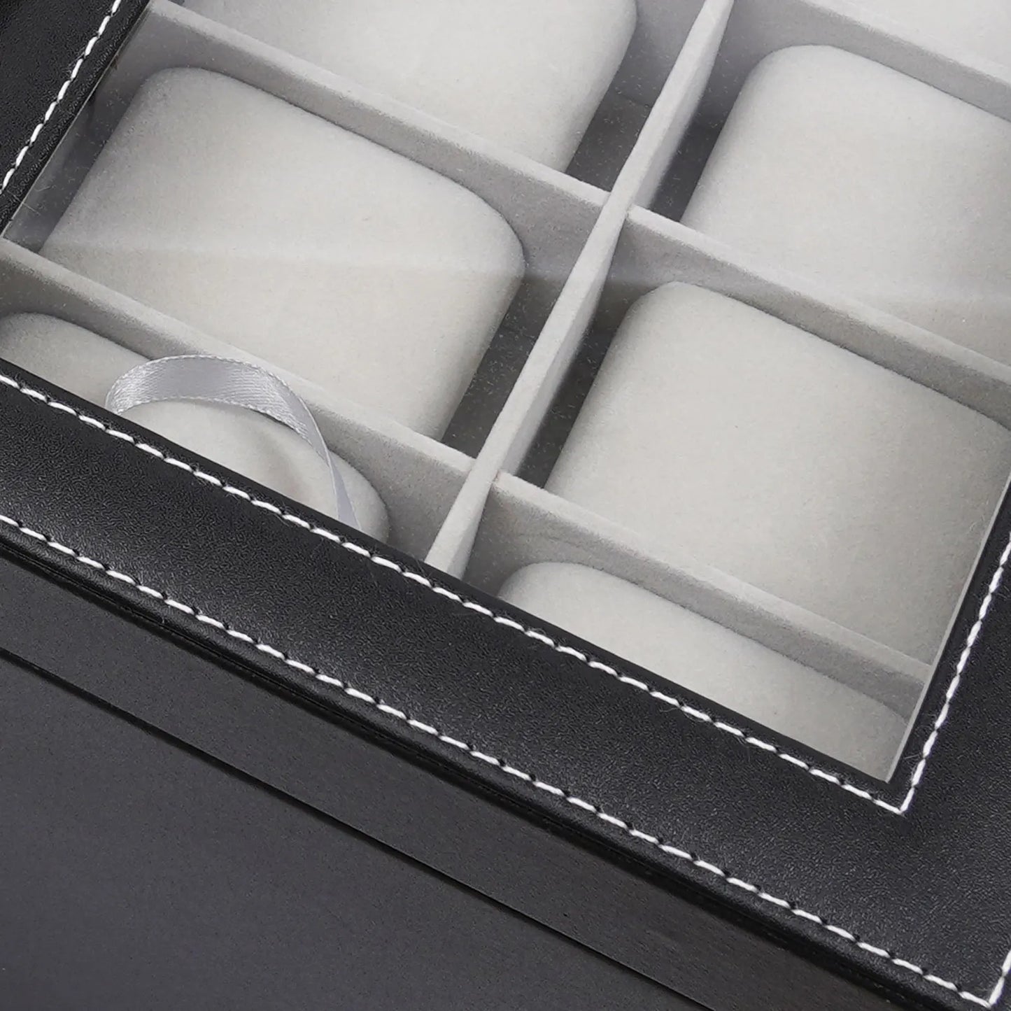 12 Compartments Watch Storage Display BoxGlasses Case, Jewelry Box Organizer Watch Showcase Soft PU
