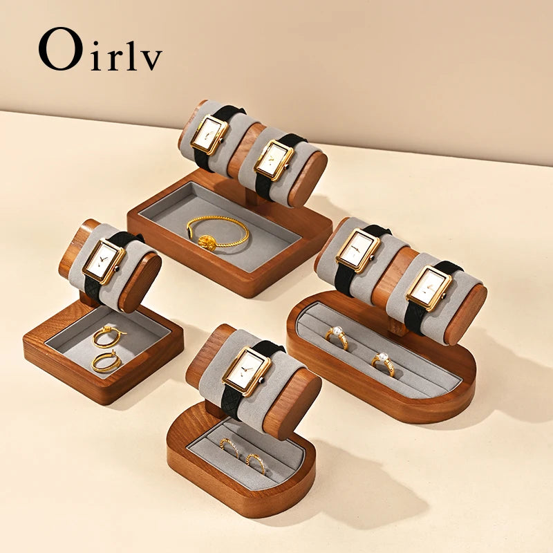 Oirlv Wooden Watch Display Stand And Jewelry Holder Organizer