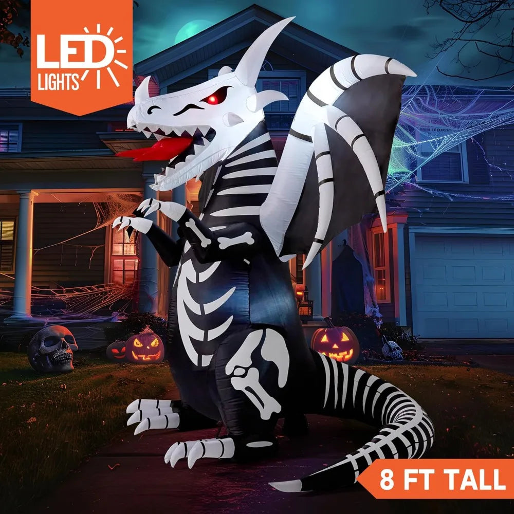 Joyfy Skeleton Dragon Halloween Outdoor Inflatable LED Decoration