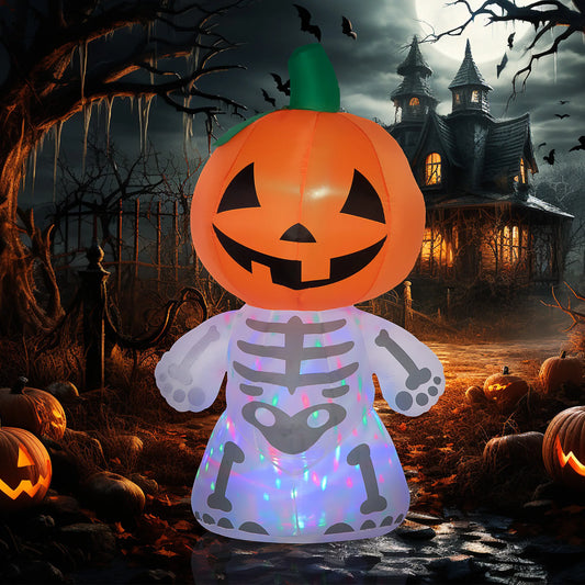 6ft Inflatable Halloween Pumpkin Man with Smile Blow-Up Outdoor Display W/ Leds