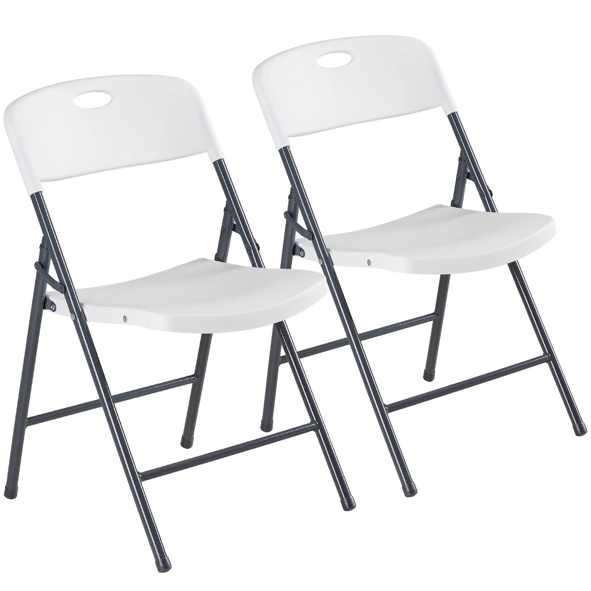 JHK Stackable Folding Chairs With Ergonomic Back for Home Dining Sets