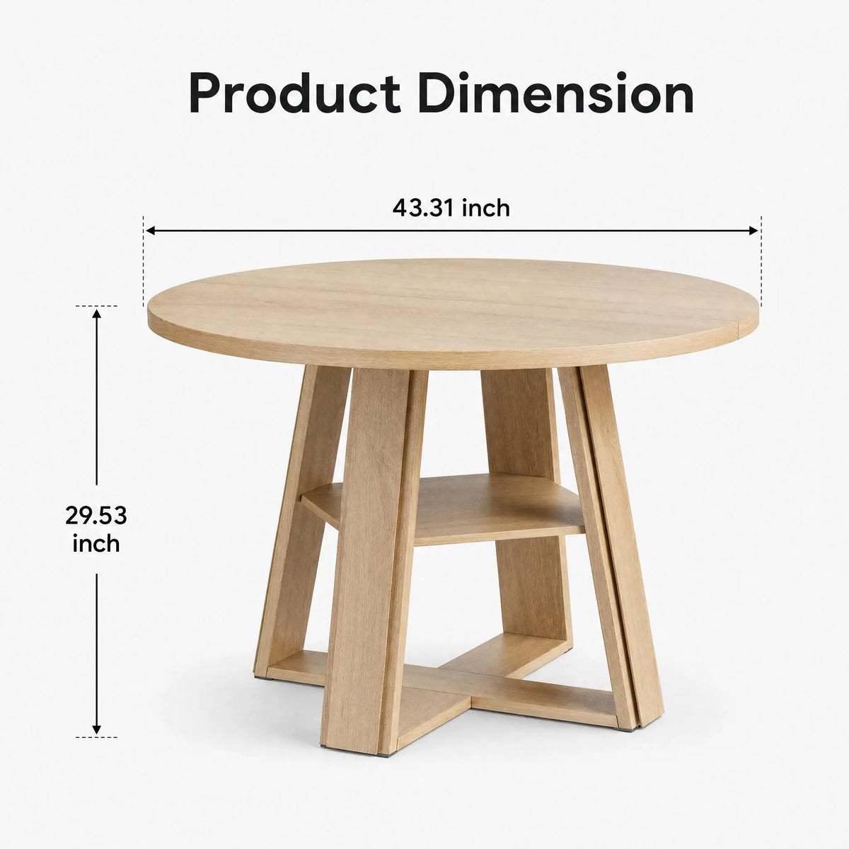 HiMISS Modern Farmhouse Pedestal Dining Table With Storage Shelf
