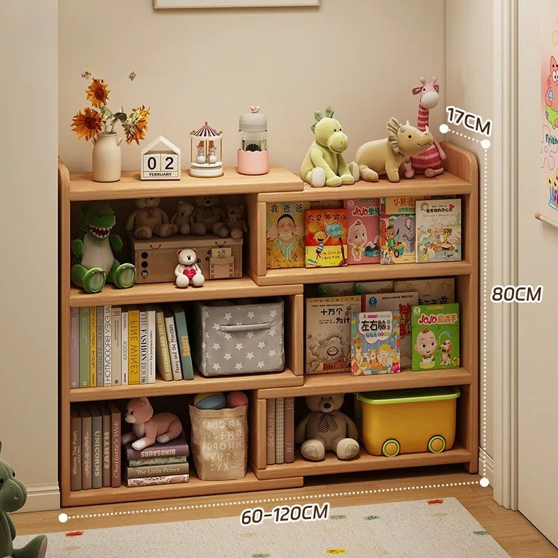 Modern Wooden Corner Bookshelf With Multilayer Storage Design