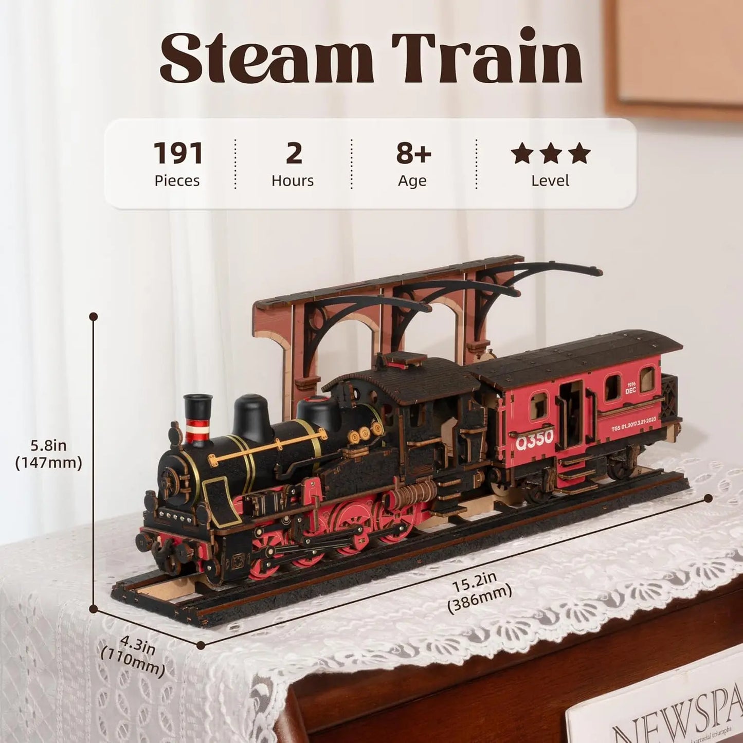 Rolife Steam Journey 3D Wooden Puzzle Mechanical Vehicle Kit