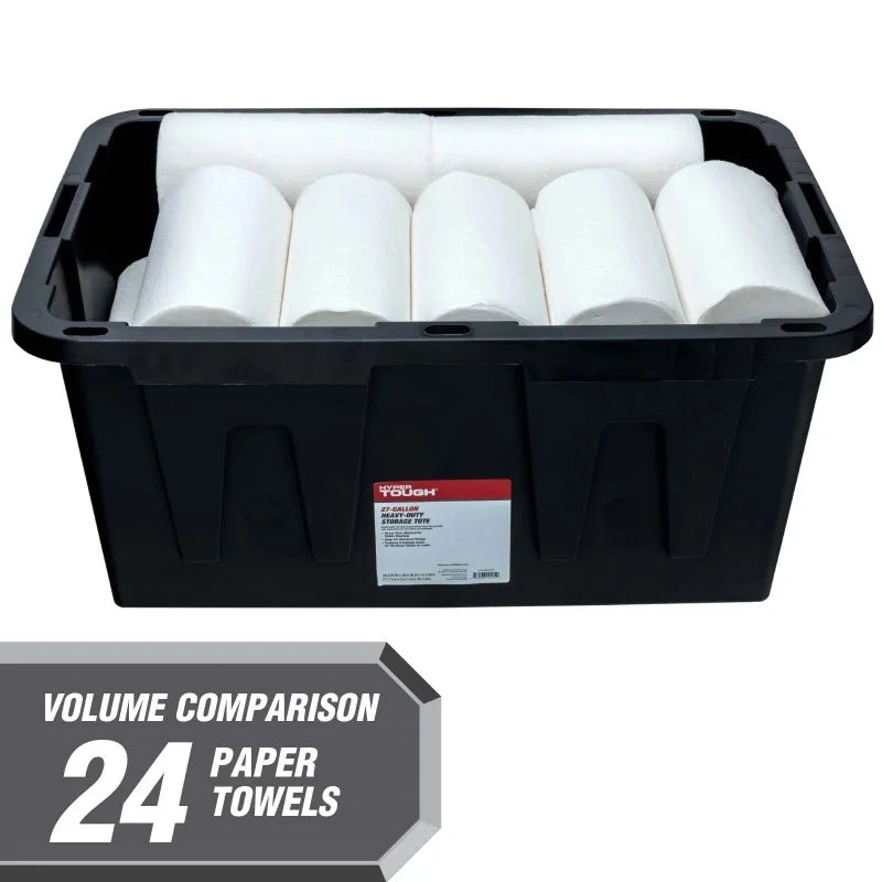 (6 pack/ 4pack) Hyper Tough Large Storage Bin, 27 Gallon Plastic Storage Container with Snap-On Lid, Black and Red