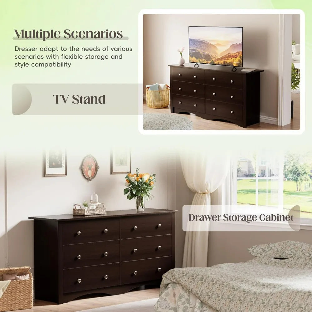 JUMMICO Six Drawer Dresser For Bedroom And Living Room