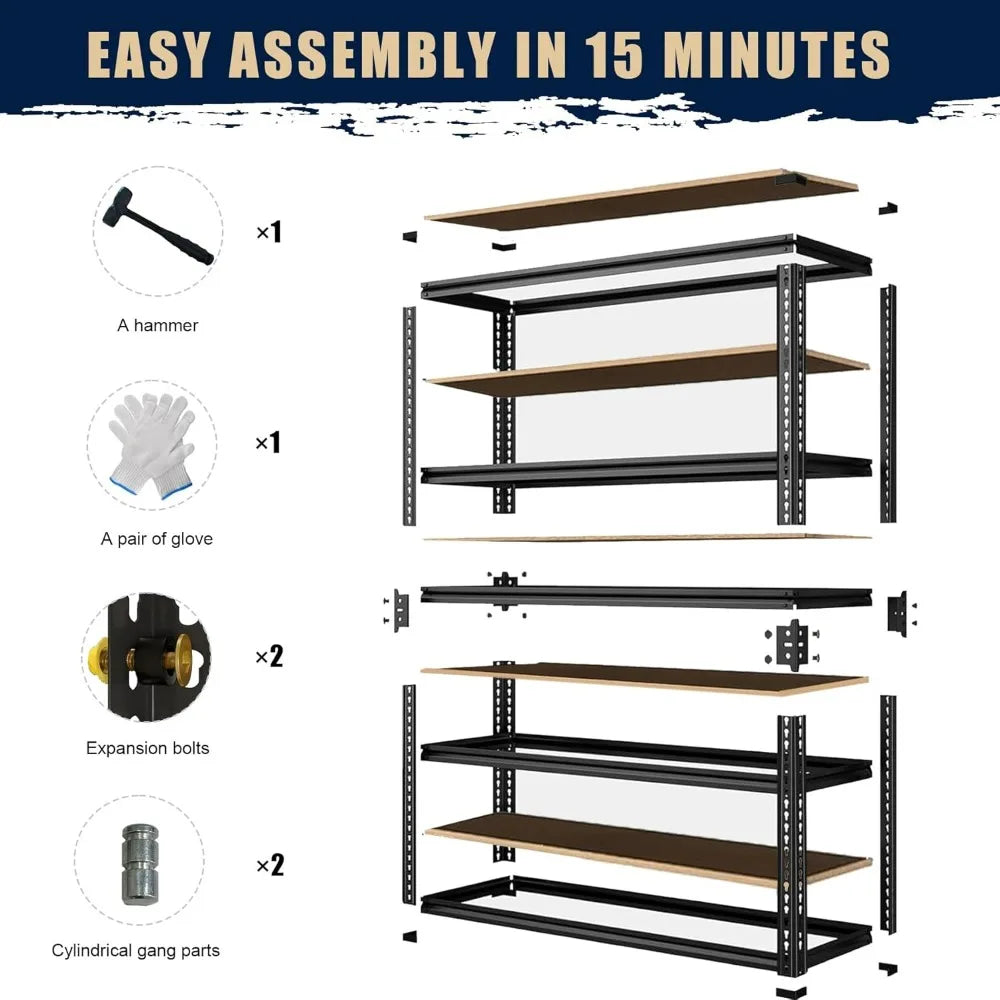 Heavy Duty Metal Shelving Rack 2400 Lb Capacity Garage Basement