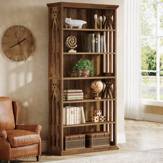 Tribesigns Six Tier Freestanding Wooden Bookcase With Display Shelves