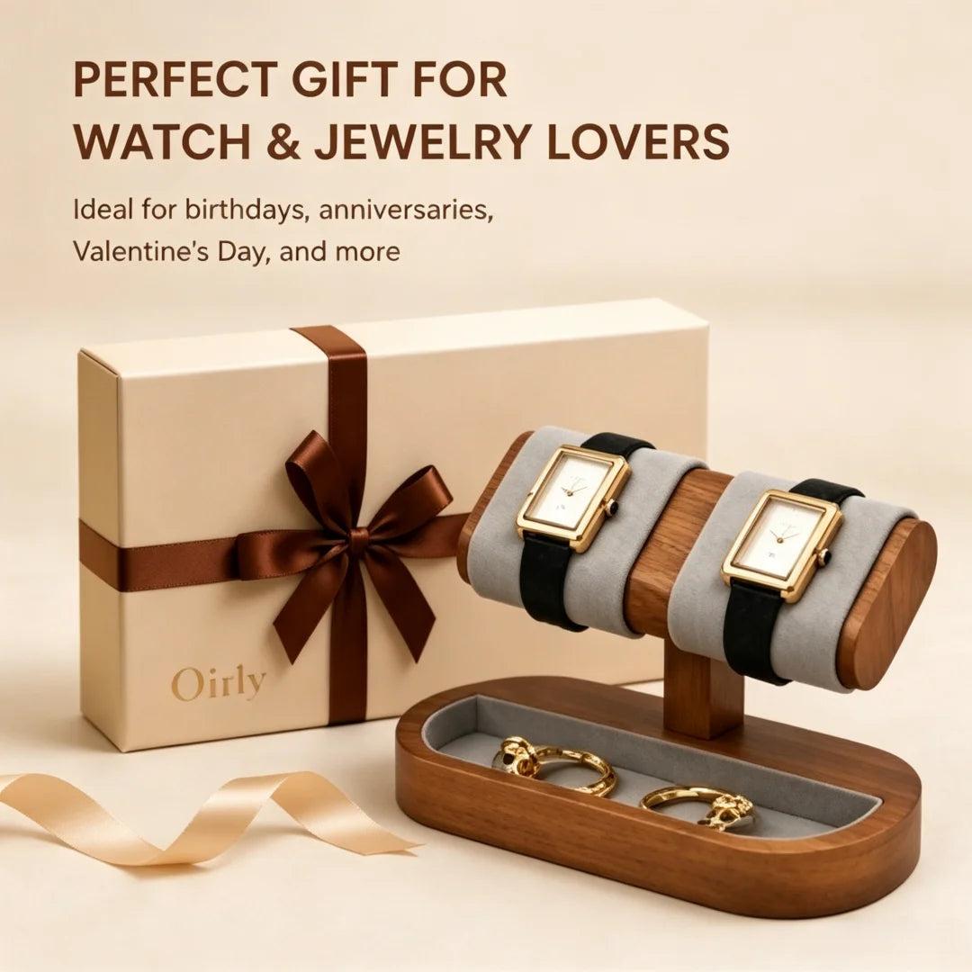Oirlv Wooden Watch Display Stand And Jewelry Holder Organizer