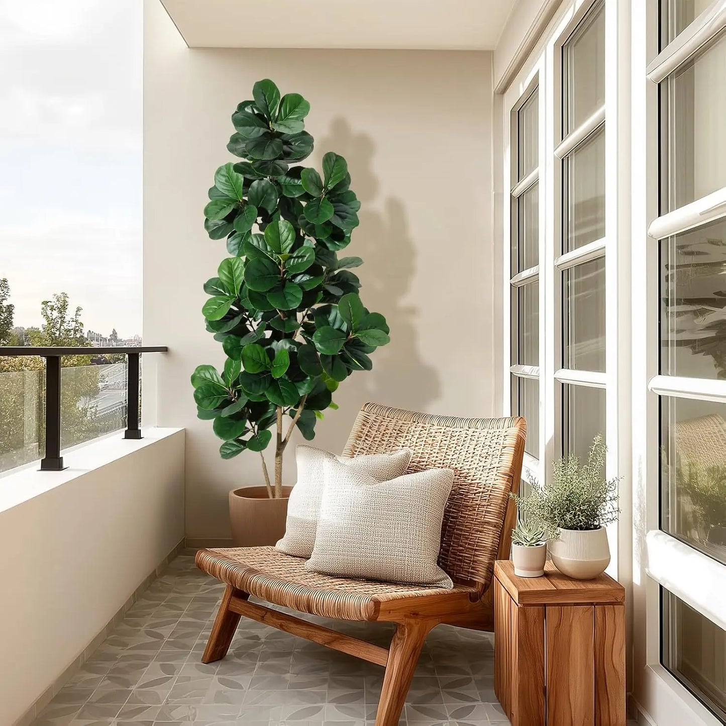 HiMISS Realistic Fiddle Leaf Fig Tree Artificial Planter Home Decor
