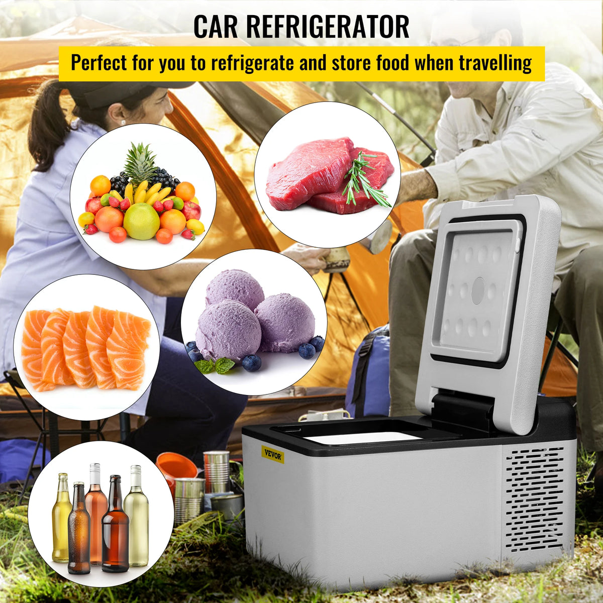 VEVOR Portable Compressor Car Fridge Freezer for Travel and Camping
