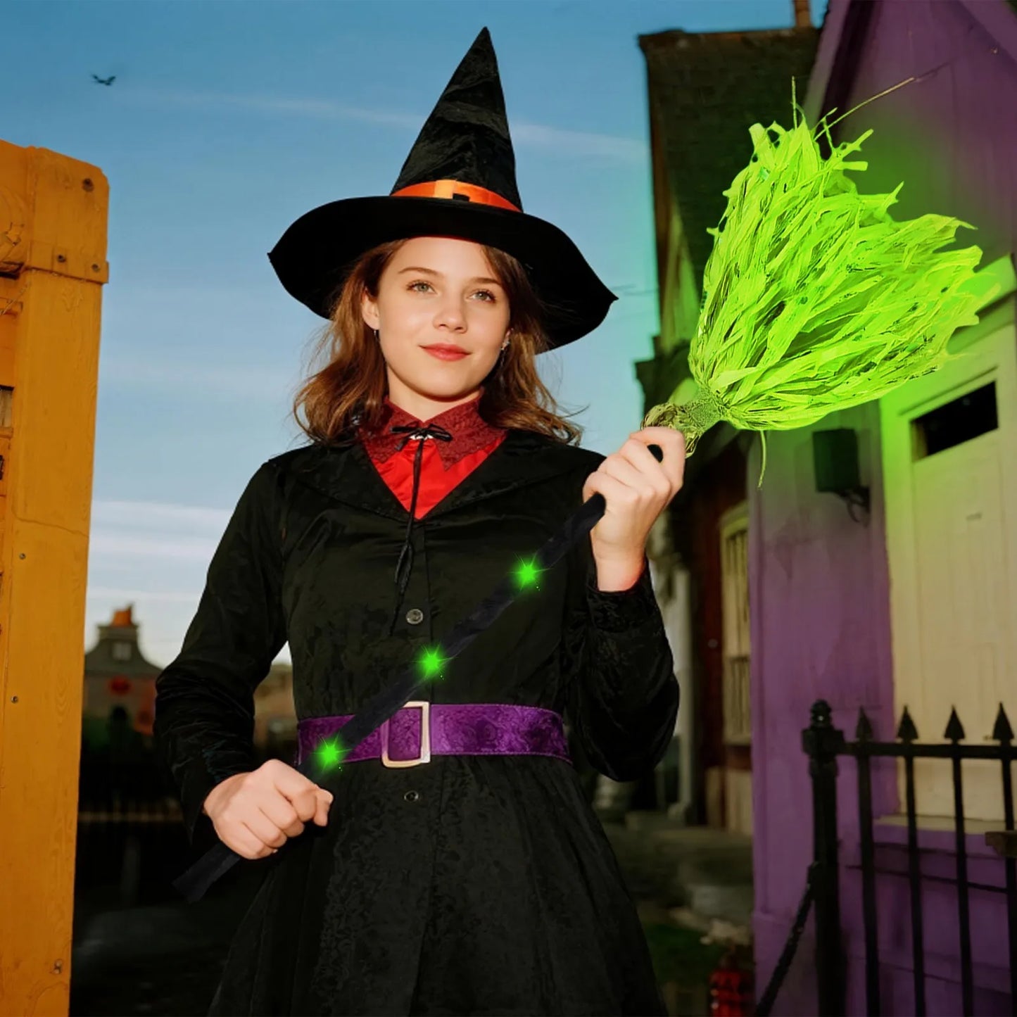Halloween Magic Witch Broomstick,Animated Dancing Glowing Witch Broomstick With Weird Sounds Fun Halloween Party Prop