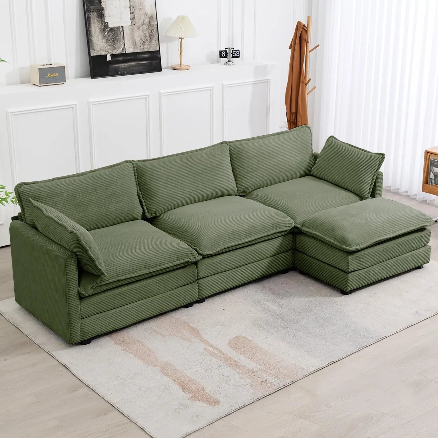 Modern Modular Cloud Sectional Sofa With Movable Ottoman