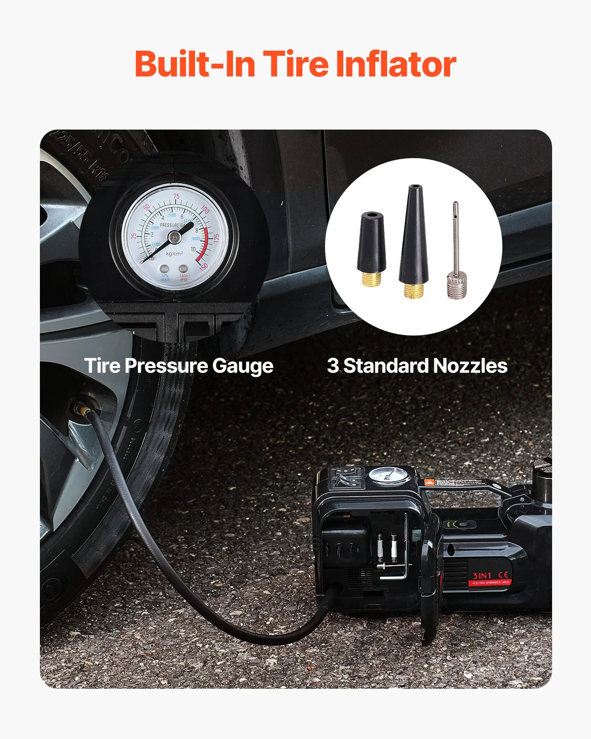 VEVOR Electric Car Jack 12V With Impact Wrench And LED Light