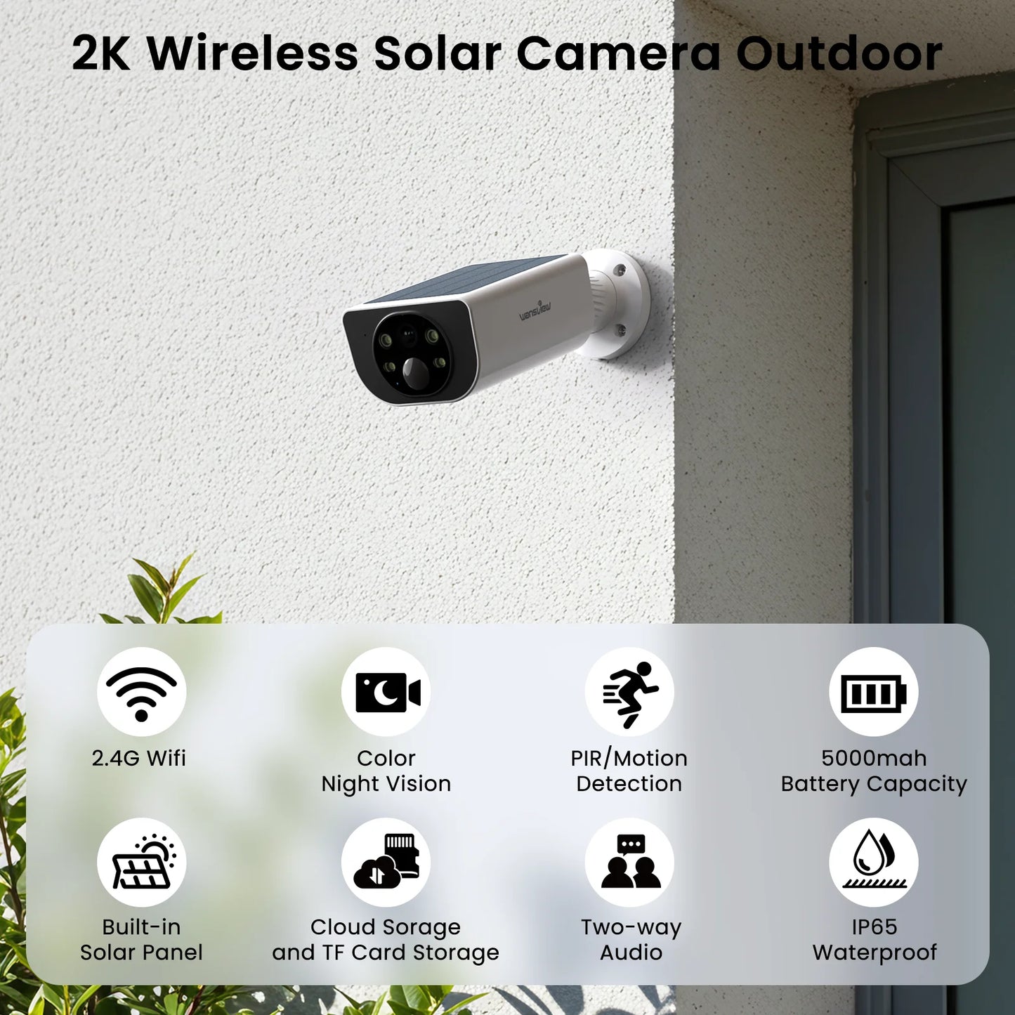 Wansview 2K Outdoor Wireless Solar Security Camera With Floodlight