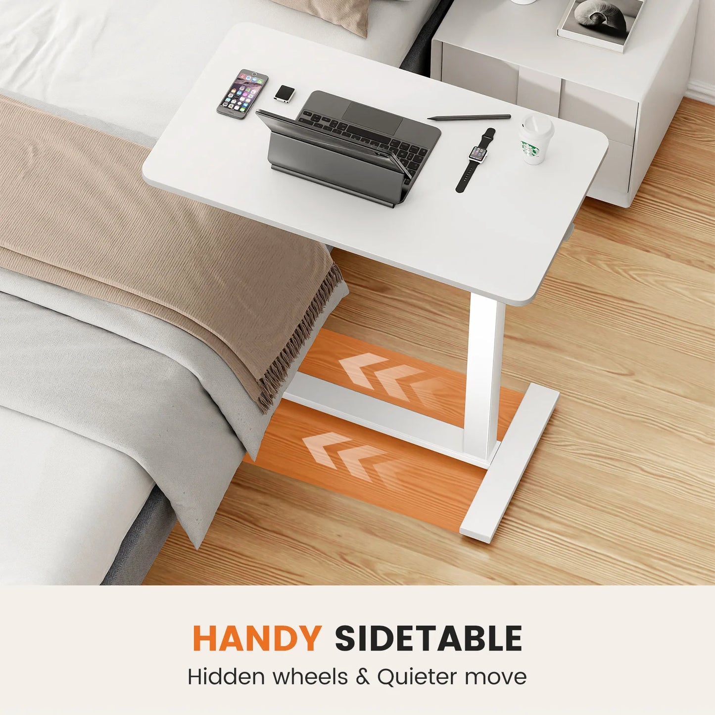 JHK Overbed Bedside Table With Adjustable Height For Laptop Use