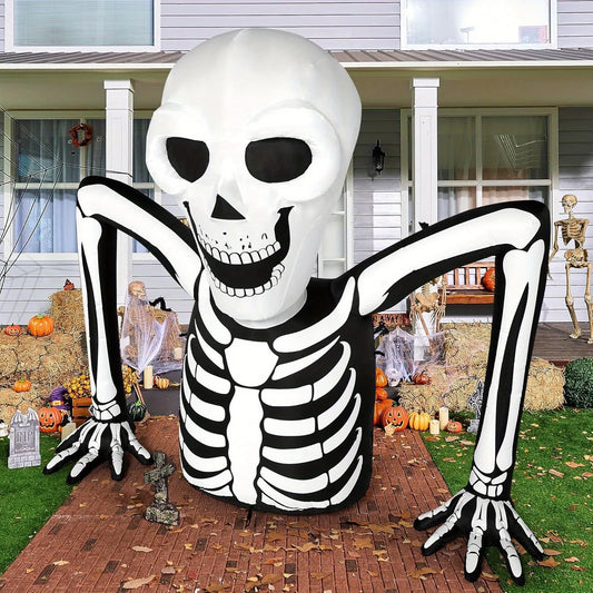 5.5 FT Long Skeleton Halloween Inflatables Outdoor Decorations Halloween Decor Blow Up Yard Decorations with LEDs Inflatable Skeleton Ground Breaker for Outside Lawn Garden Decor