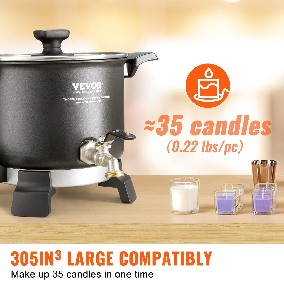 SucceBuy Electric Wax Melter For Candle Making Easy Pour Spout