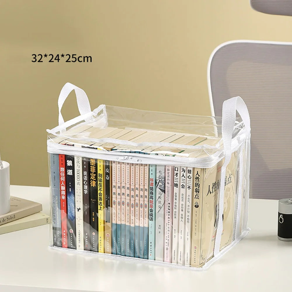 Foldable Transparent Storage Organizer Box With Handle For Books Toys
