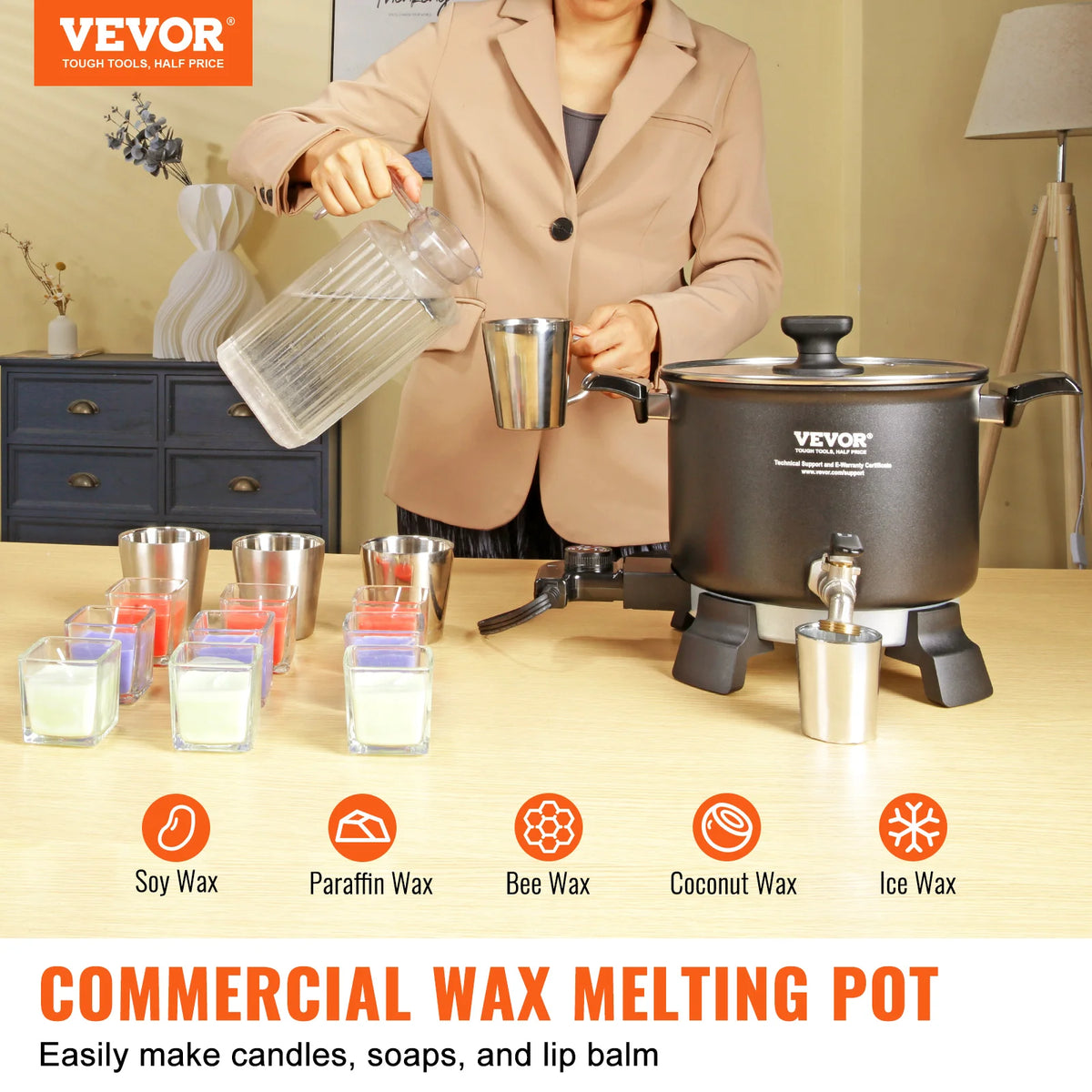 SucceBuy Electric Wax Melter For Candle Making Easy Pour Spout