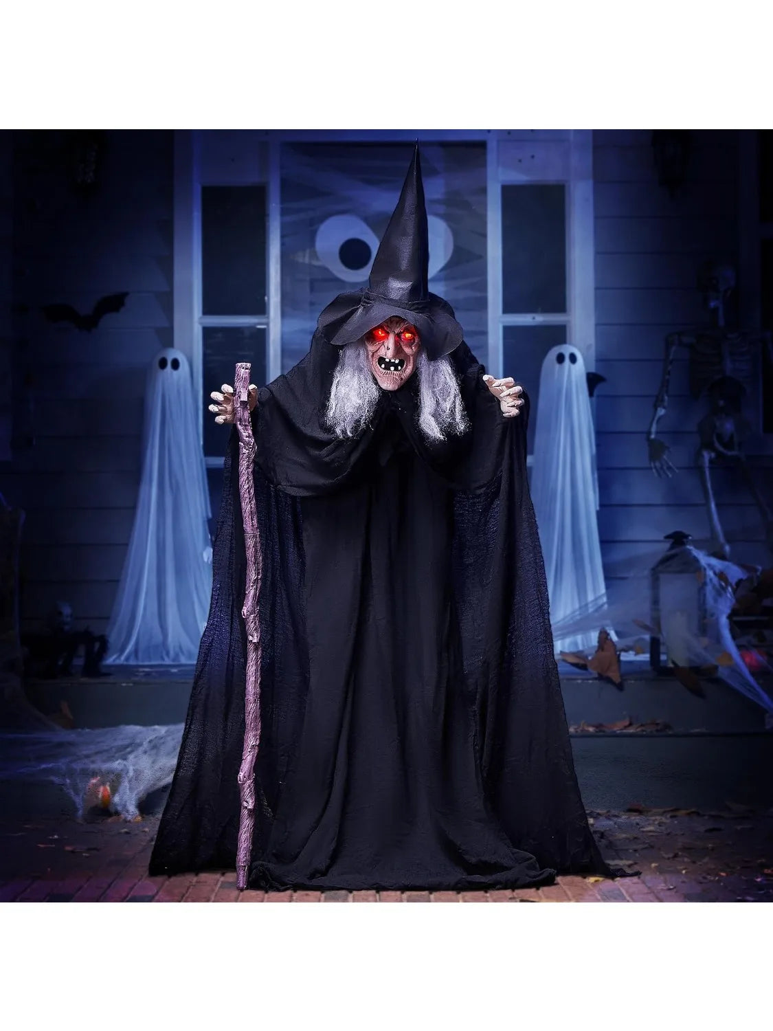 Joyfy Animatronic Witch Halloween Outdoor Decor With Light And Sound