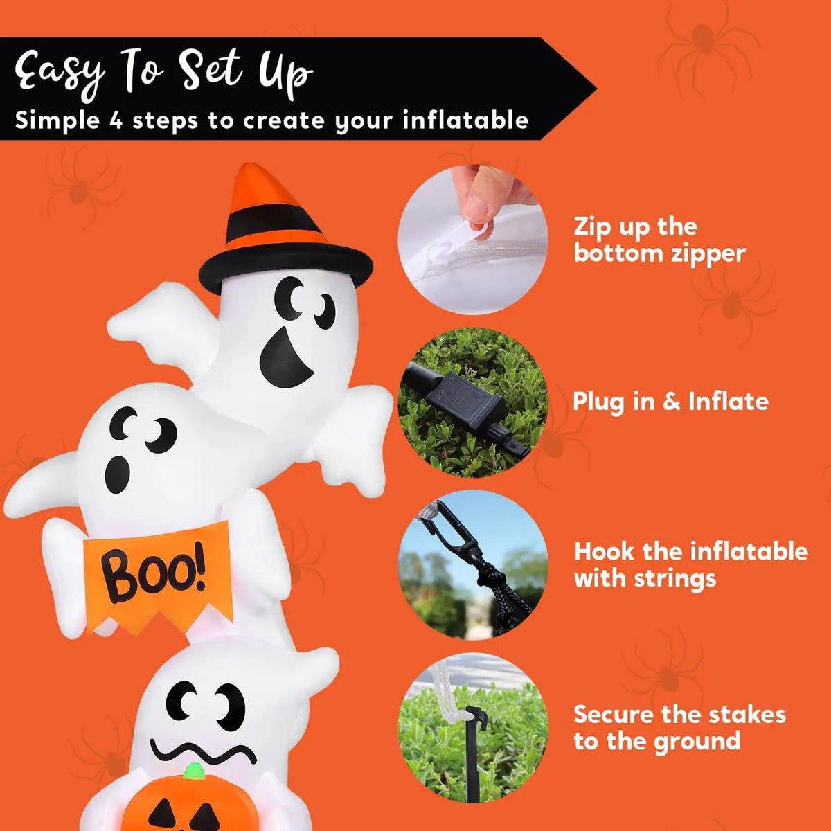 Joyfy Halloween Ghost Inflatable Outdoor Decoration With LED Lights