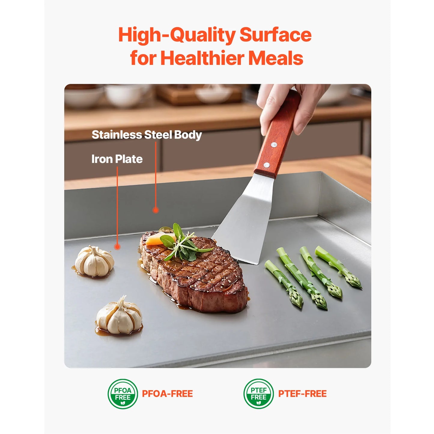 SucceBuy Commercial Electric Griddle With Adjustable Temperature Control