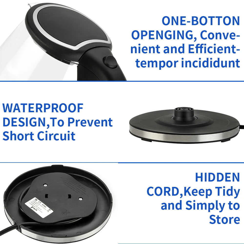 ZOKOP Electric Glass Kettle Auto Shut Off With LED Base