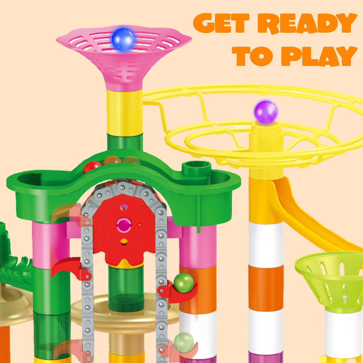 Joyfy Glowing Marble Run With Motorized Elevator STEM Building Set