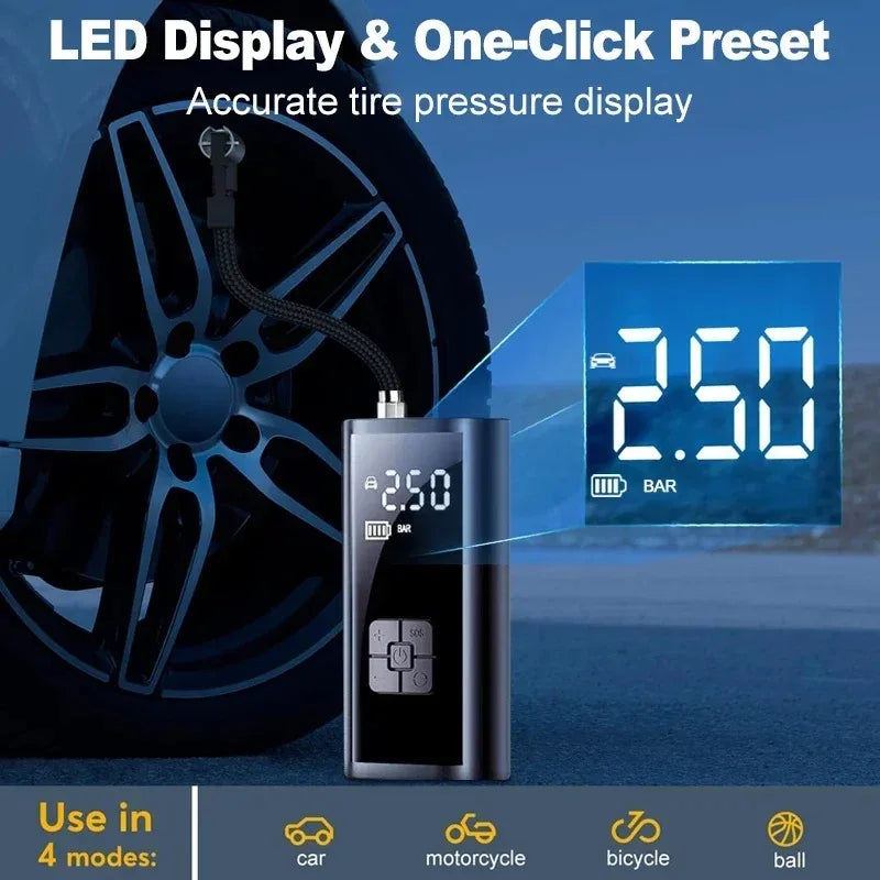 EAFC Portable Tire Inflator Rechargeable Digital Air Pump For Cars
