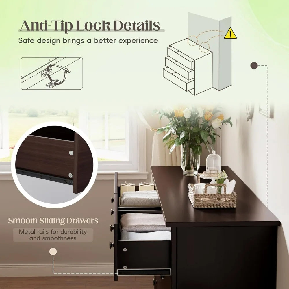 JUMMICO Six Drawer Dresser For Bedroom And Living Room