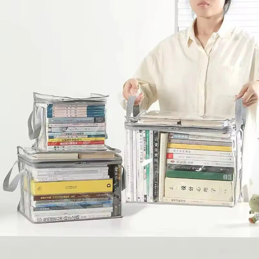 Foldable Transparent Storage Organizer Box With Handle For Books Toys