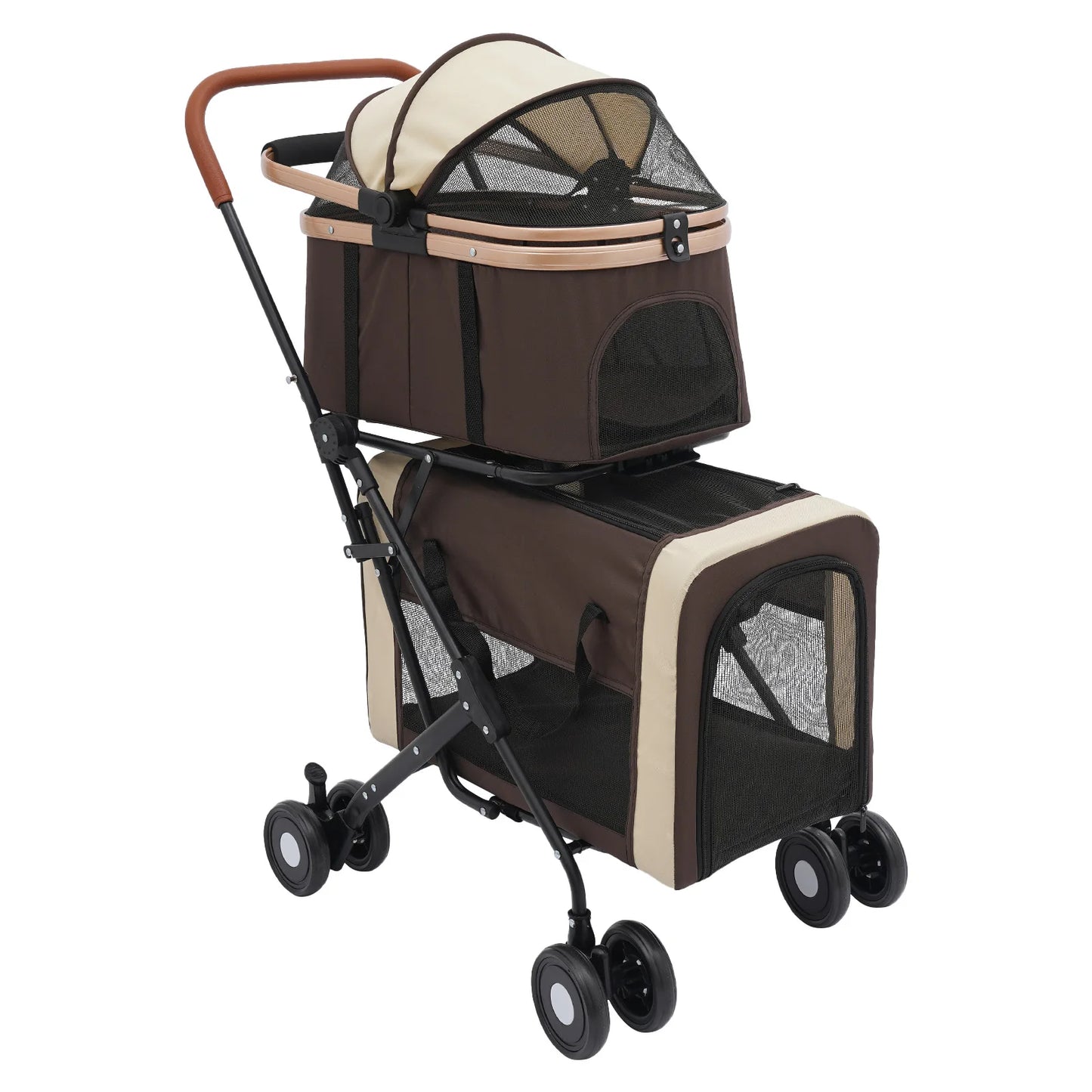 Dog and Cat Stroller Foldable Pet Stroller for Small and Medium Dogs 2 Tiers 35kg Load-Capacity for Traveling/Shopping