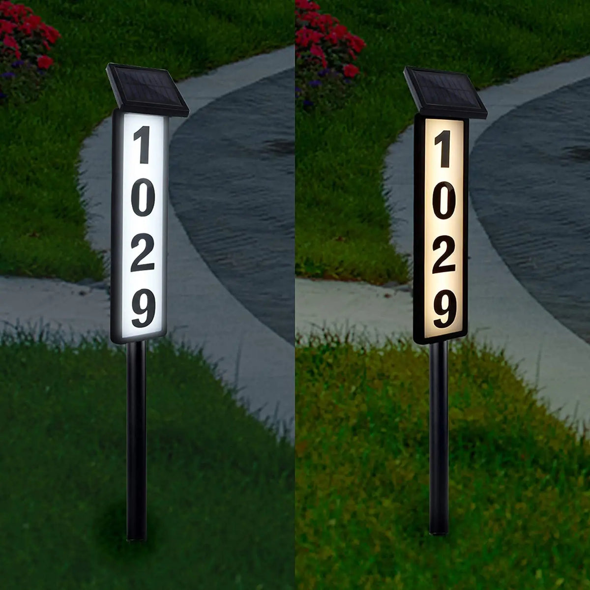 Solar Powered Outdoor Address Sign Light With Automatic Night Lighting