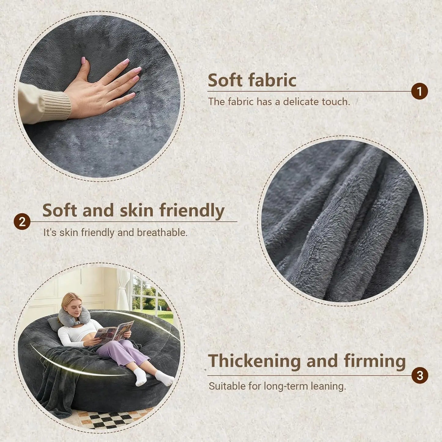 Memory Foam Bean Bag Chair Synthetic Leather Lounge Seating