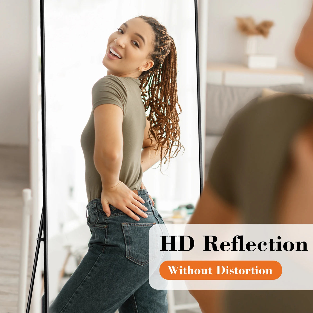 JHK Arched Full Length Floor Mirror With Stand For Bedroom