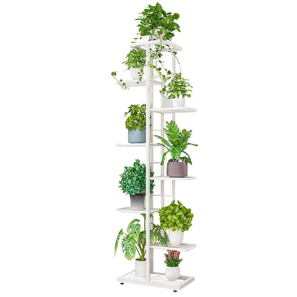 8 Tiers Metal Plant Stand, Indoor Outdoor 9 Potted Plant Holders, Tiered Plant Shelf, Metal Flower Display Rack For Gaden