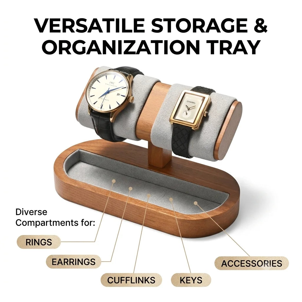 Oirlv Wooden Watch Display Stand And Jewelry Holder Organizer