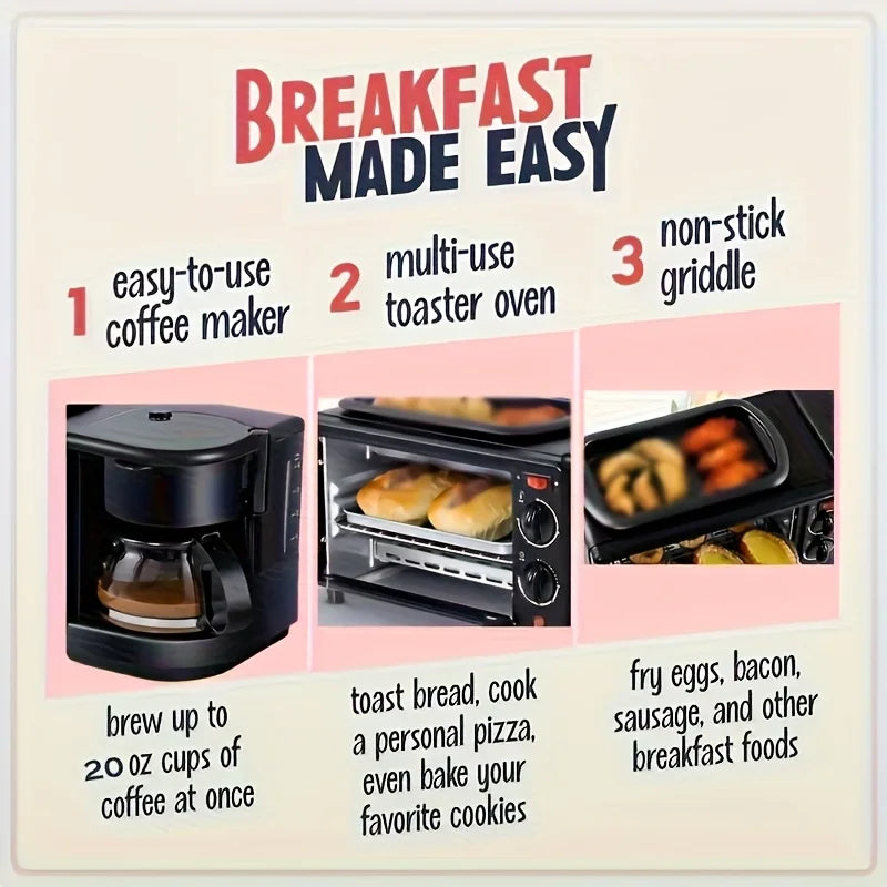 Three In One Breakfast Maker With Timer And Automatic Shutoff