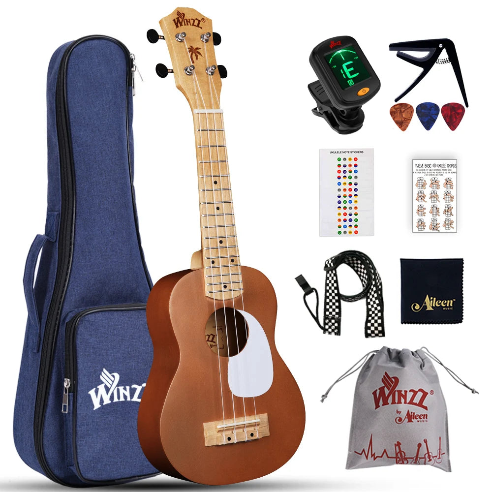 21 Inch Macaron Color Ukulele for Beginners, Full Starter Kit with Matte Finish, with Free Online Lessons